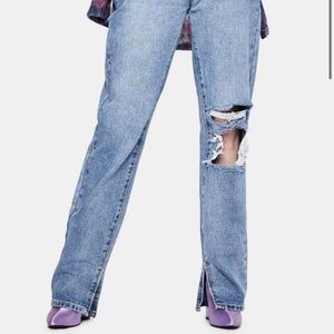 Distressed split hem MOMOKROM jeans